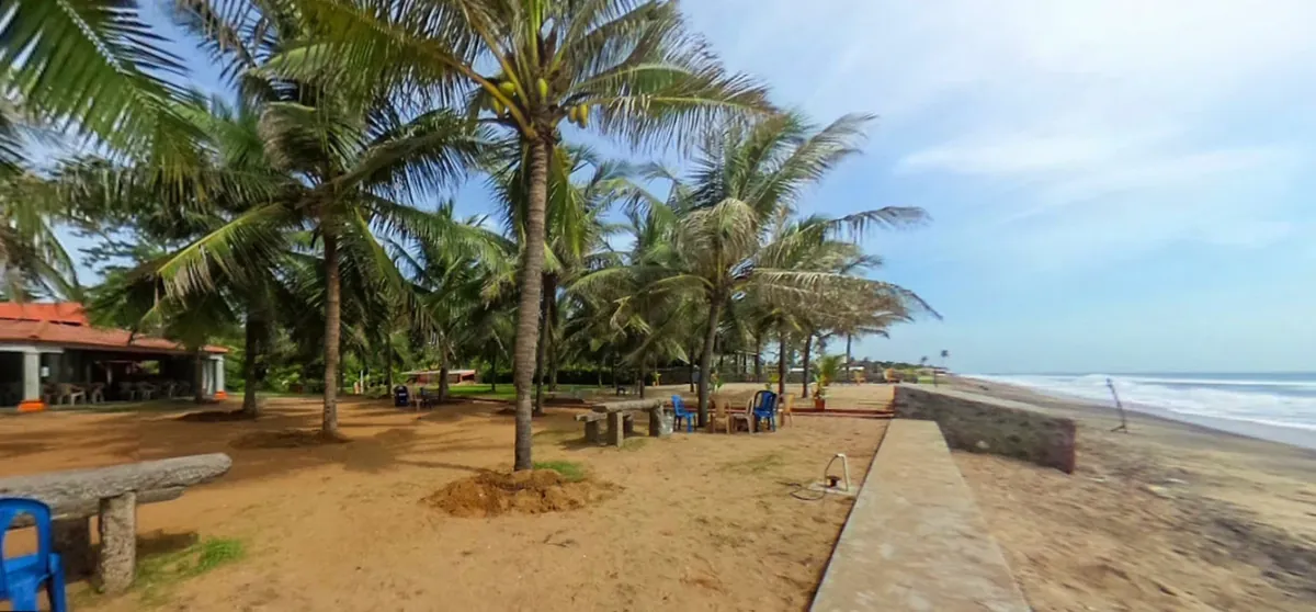 The beach and coconut grove at Mamalla Beach Resort